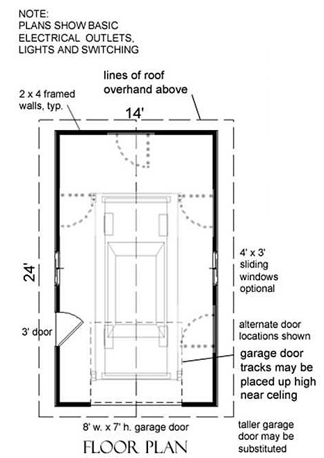 1 Car Automotive Lift Garage Plan 336 L 14 X24 By Behm