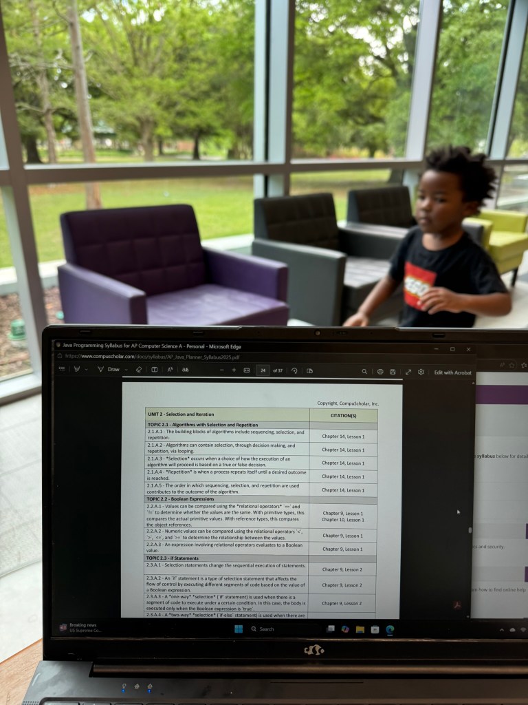 homeschool student completing Java coding project assignment on laptop