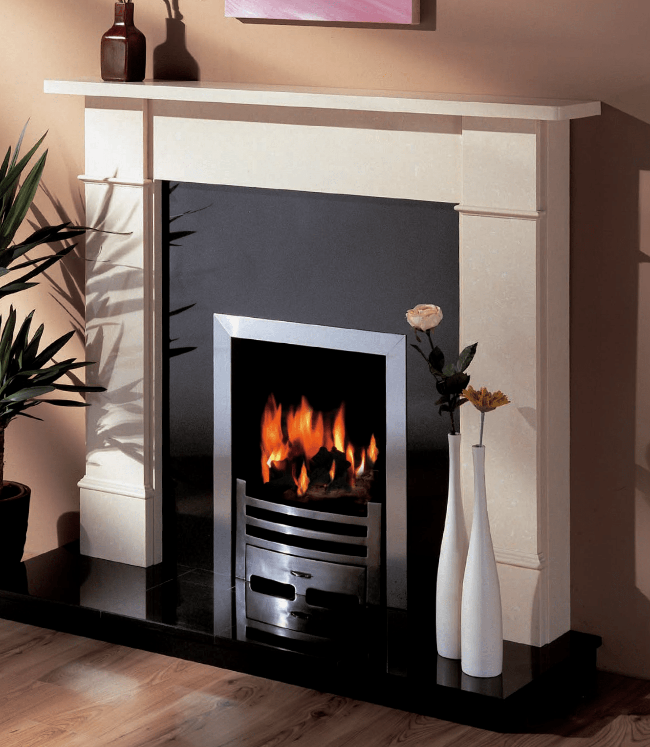 Amazing Cream Color Granite Fireplace Hearth And Combine With White Color Mantlepiec Traditional Fireplace Mantel Traditional Fireplace Wall Decals For Bedroom