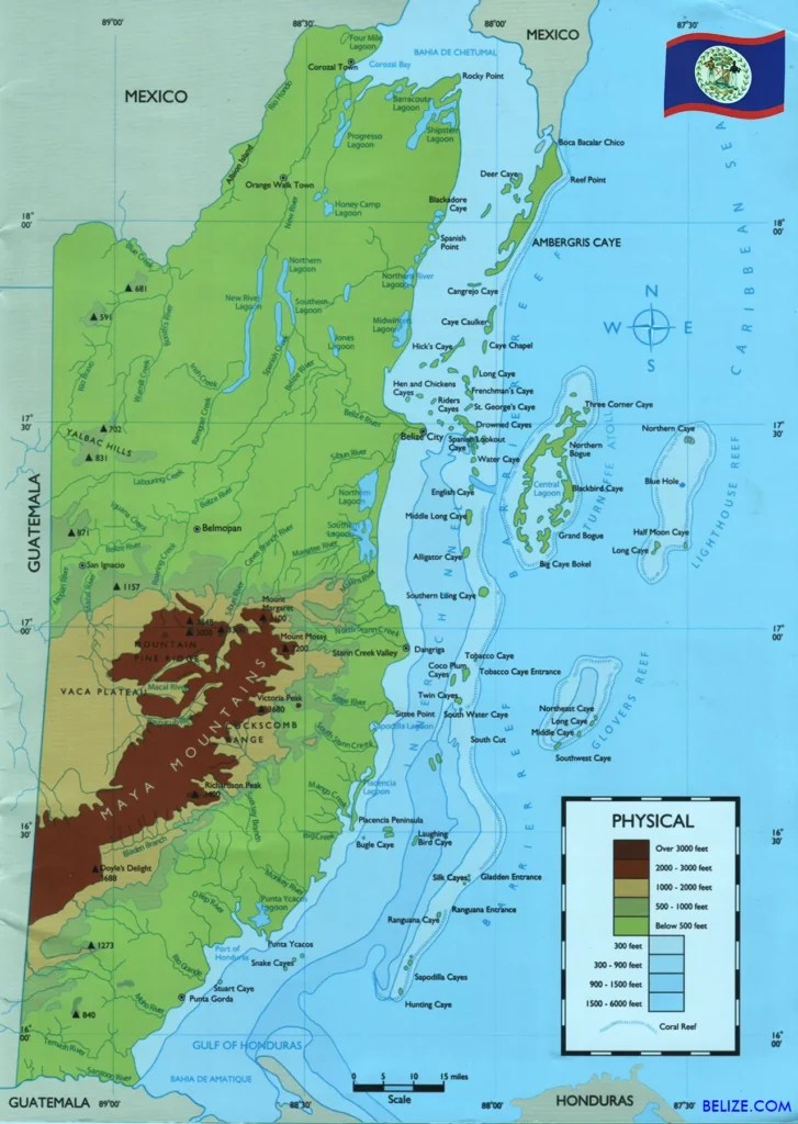 Belize Country Profile History Facts Figures Map Belizean Physical Map Of Belize