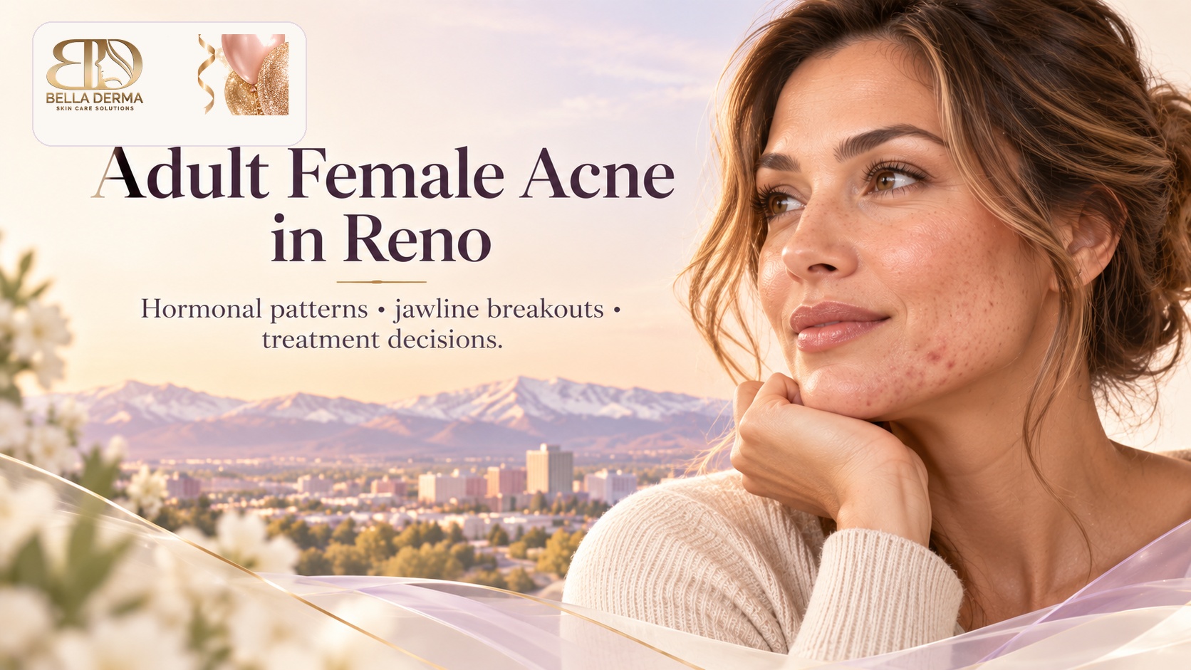 Bella Derma adult female acne in Reno guide covering hormonal patterns, jawline breakouts and treatment decisions
