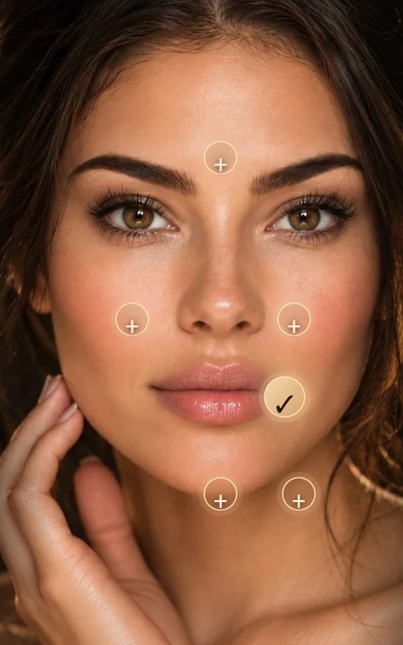 Skin Journey preview with facial concern markers and the texture concern selected