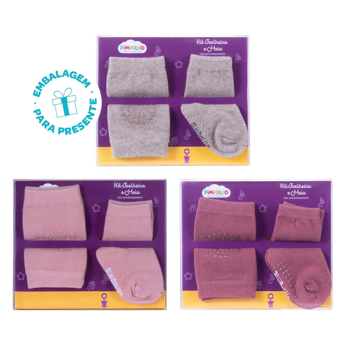 Kit Meia e Joelheira Infantil Feminino – Pimpolho