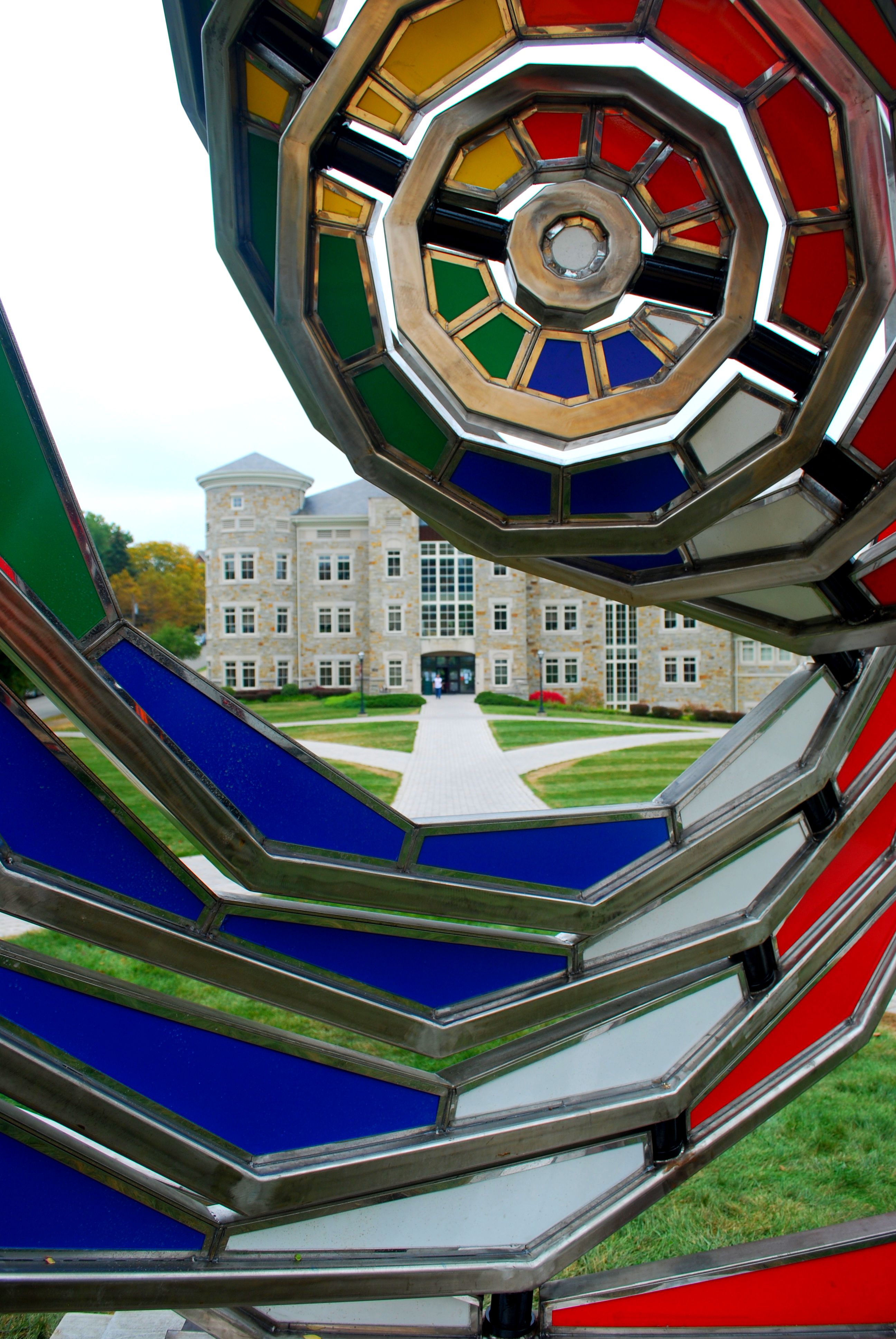 1970 (detail) | mixed media | welded stainless steel hendecagons inlaid with painted aluminum inserts