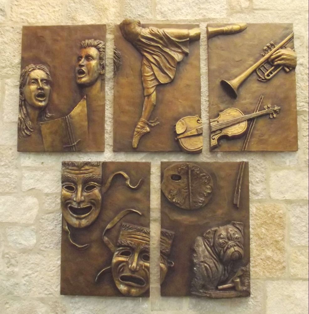 The Arts Together | five sections | bronze reliefs