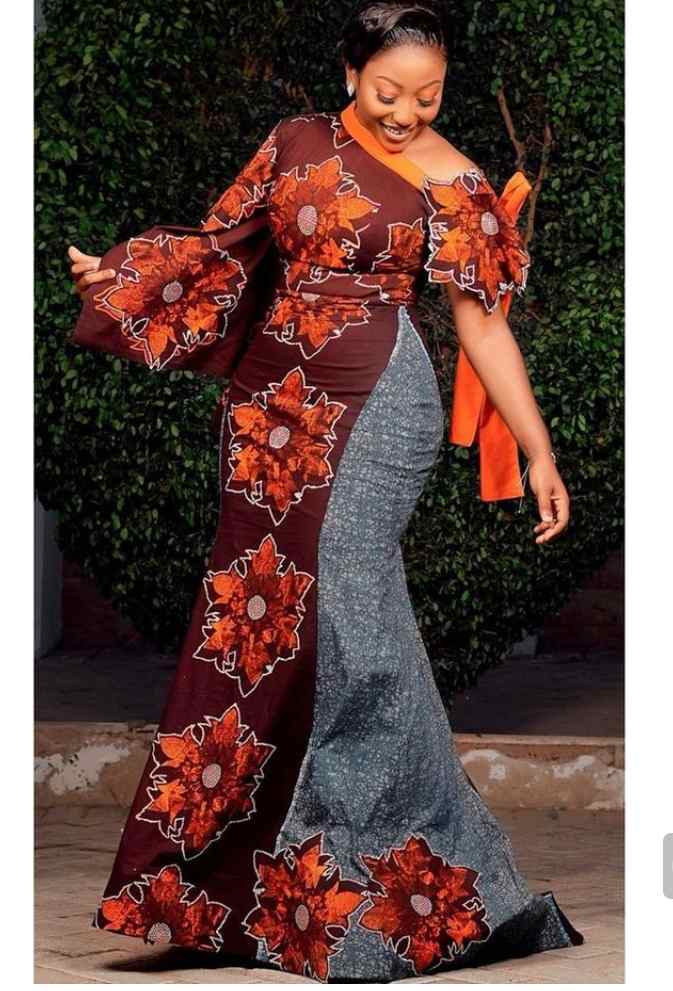 a shape ankara long gown