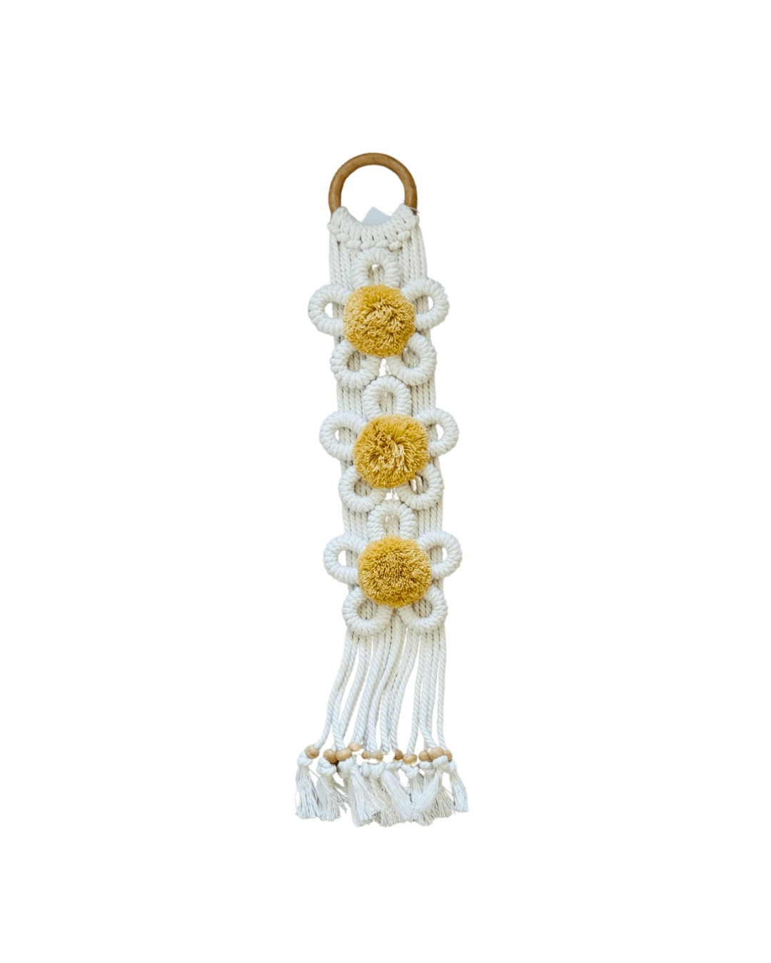 Colgante de flor tejido amarillo