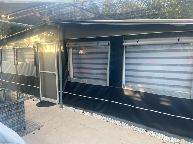 An image of the outside of a touring caravan on Camping Villamar campsite