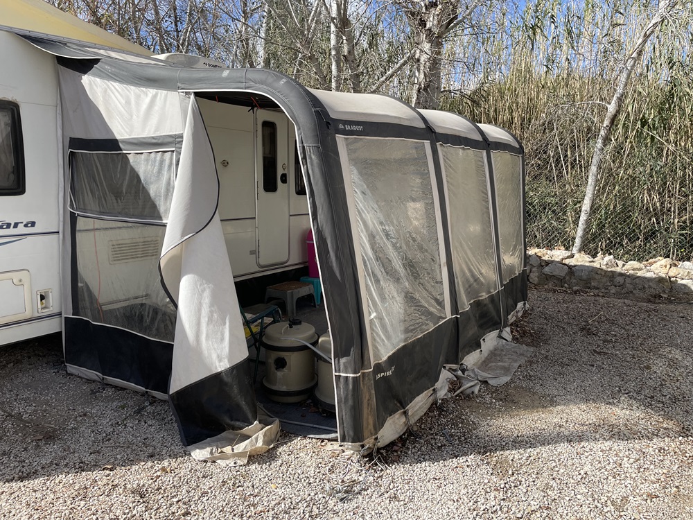 A touring caravan and awning for sale in Javea, Spain