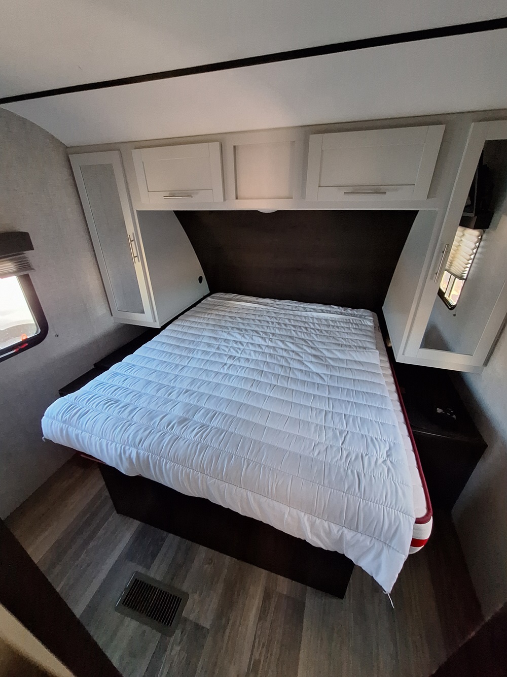 A double bed in a RV for sale in Murcia, Spain