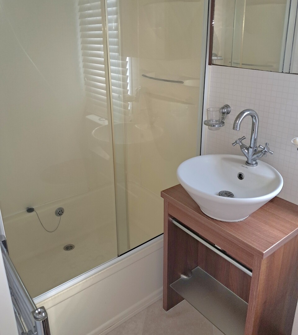 An en-suite bathroom in a mobile home in El Rocio, Spain