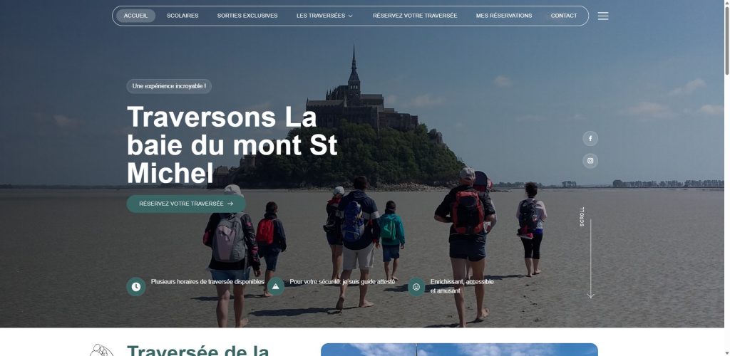 Site vitrine réalisé par Benjamin Lepage pour Traversons la Baie