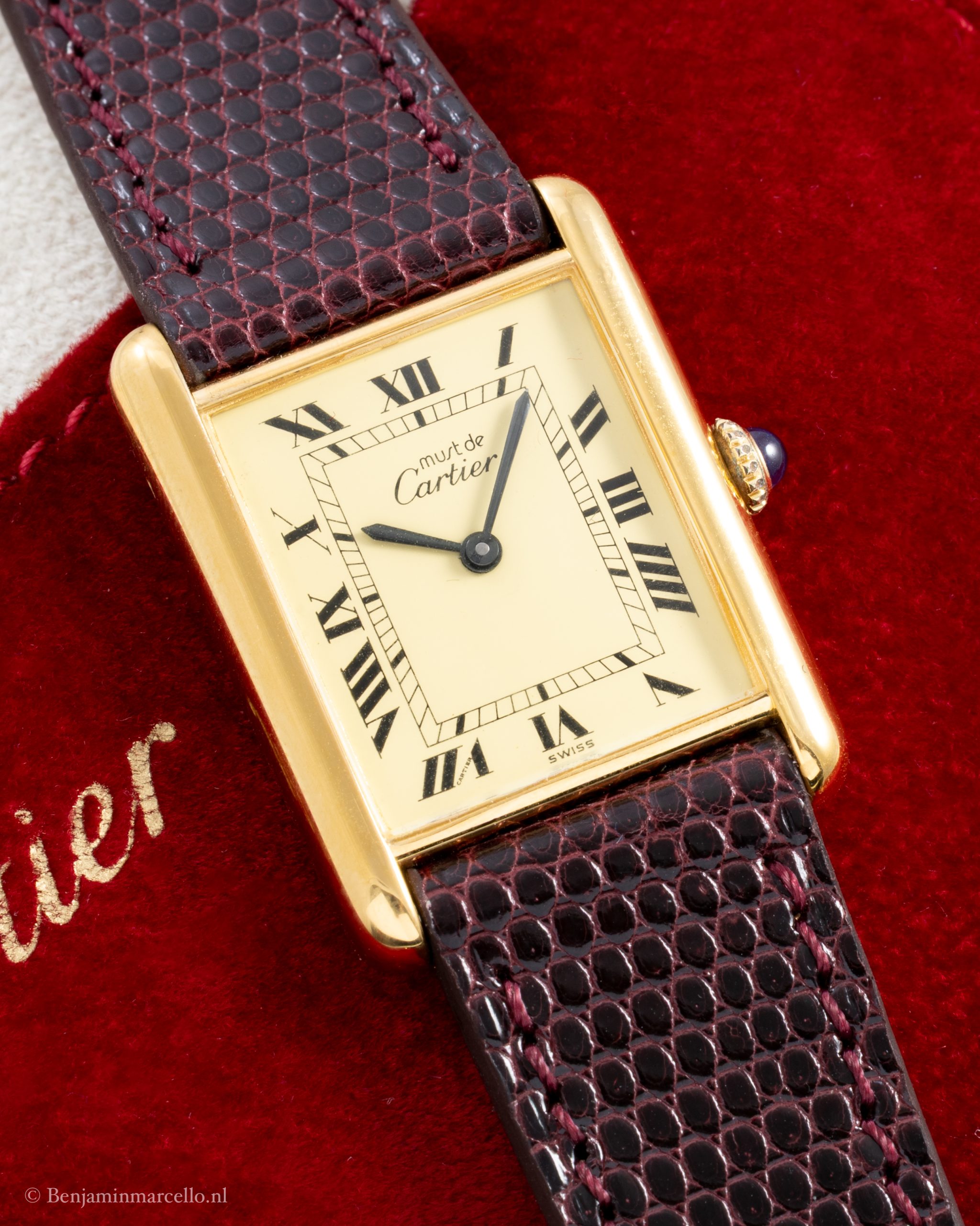 Cartier Must De Tank Vermeil Big Model 'Roman Lemon Dial