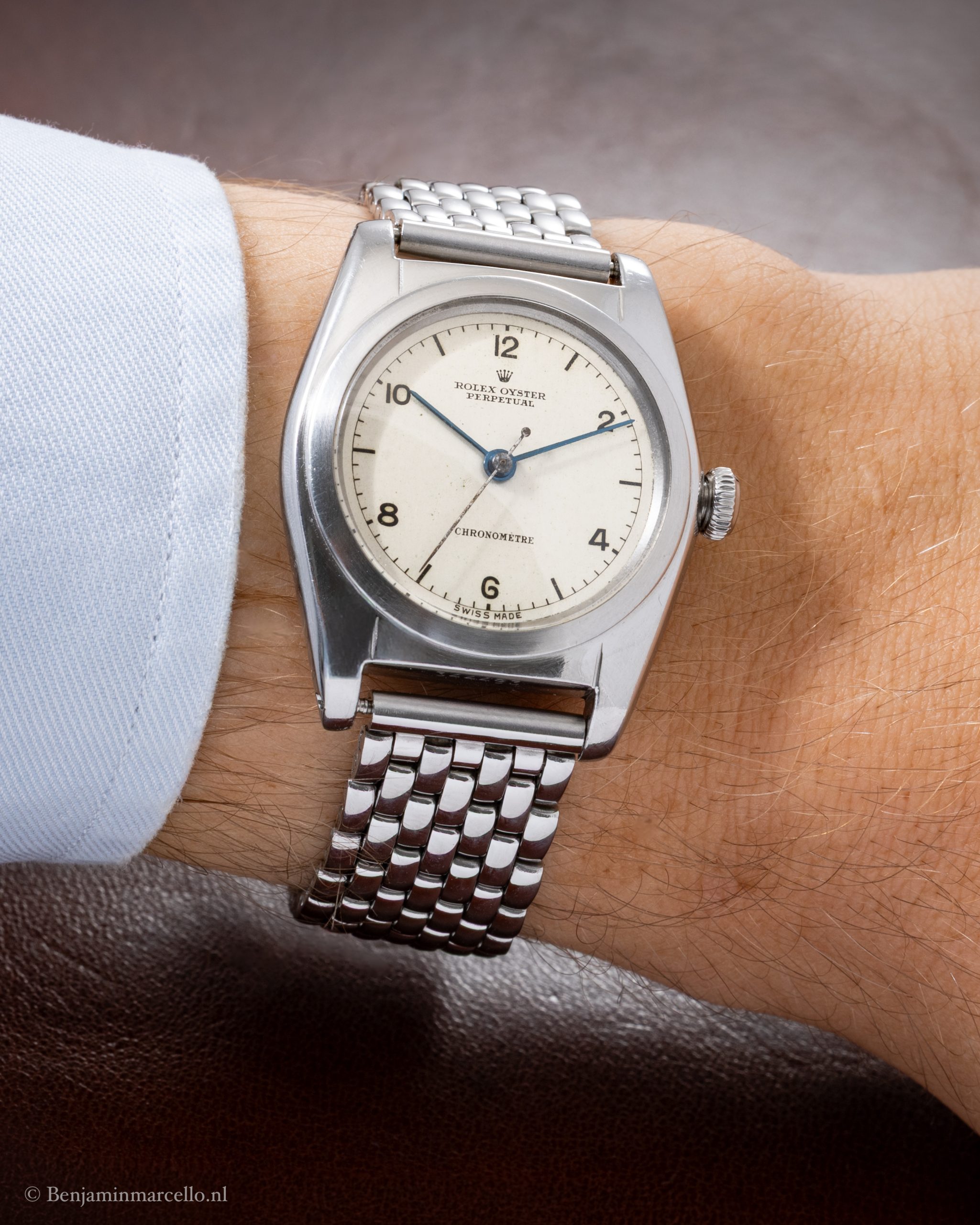 Rolex 2940 'Bubble Back' White Dial Beads of Rice Bracelet circa