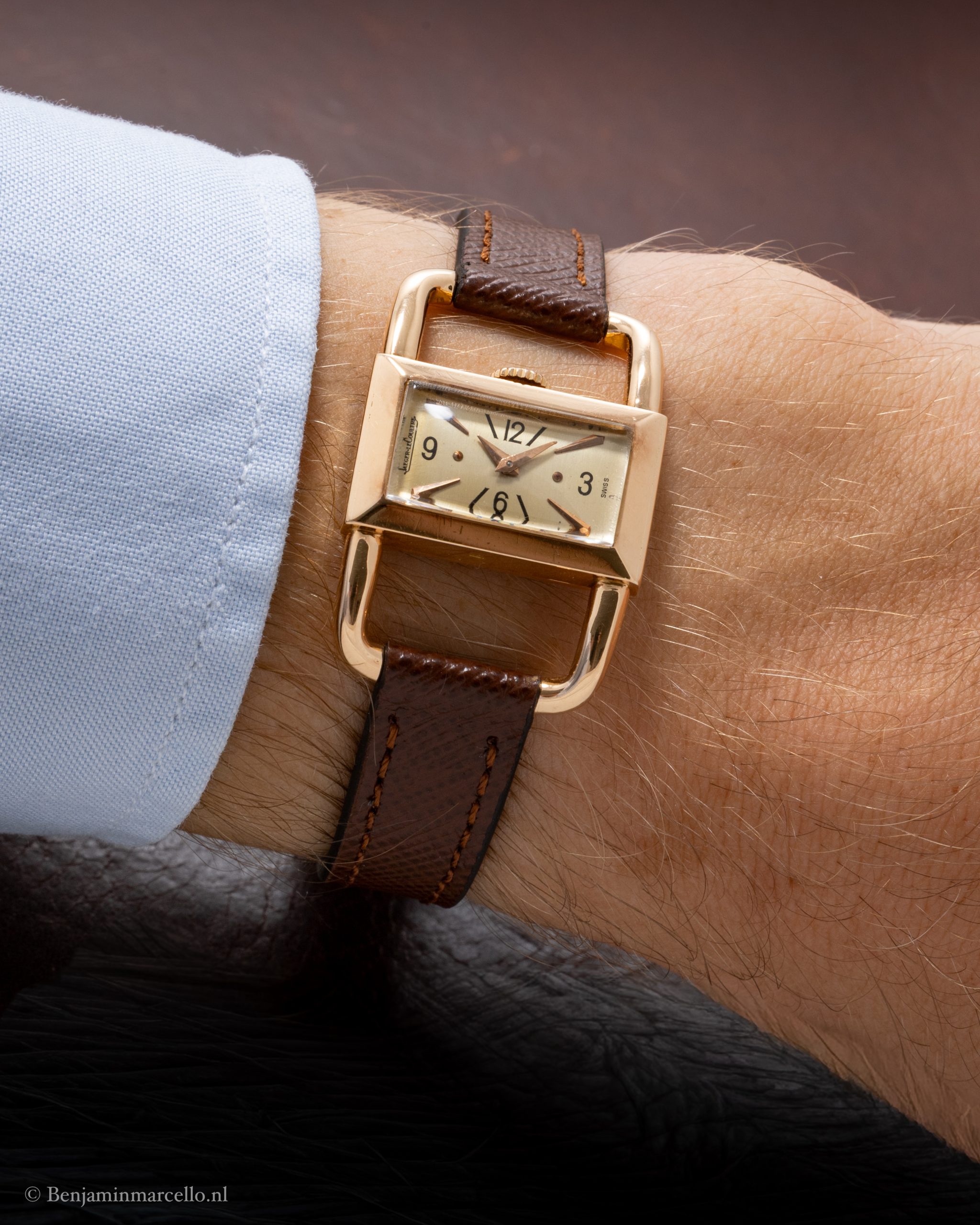 Jaeger-LeCoultre ‘Etrier’ Hermès-style 18k Pink Gold circa 1947