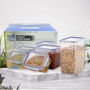 Bentoshi Classics Rectangular Plastic Airtight Food Storage Containers (3pc)