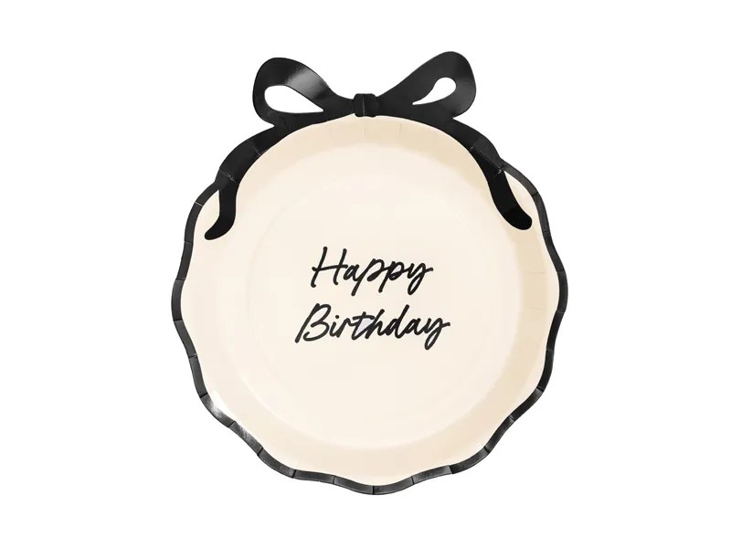 PTD Paper plates Happy Birthday with bow, mix, 24 cm (1 pkt / 6 pc.)