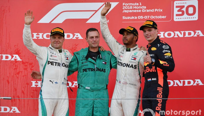 F1 Suzuka Milik Duet Mercedes Hamilton Bottas Finish 1 2