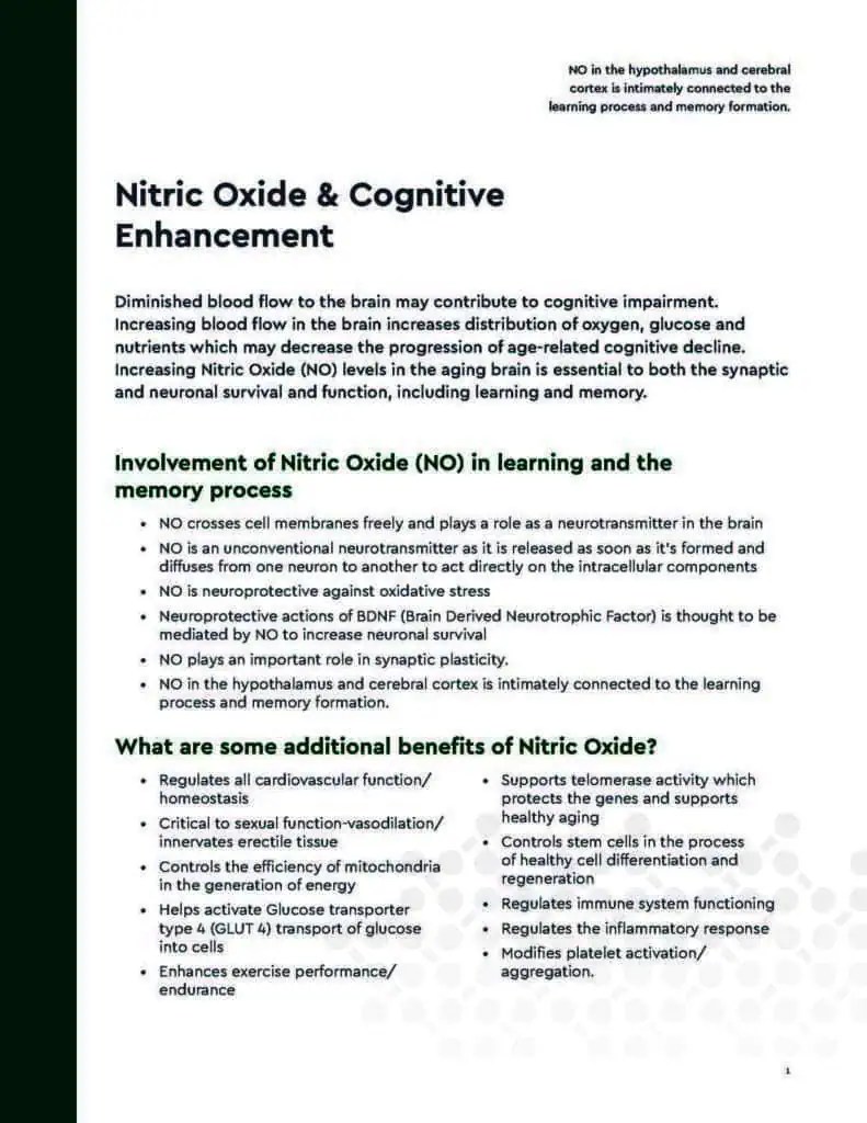 Nitric Oxide Cognitive Health Whitepaper