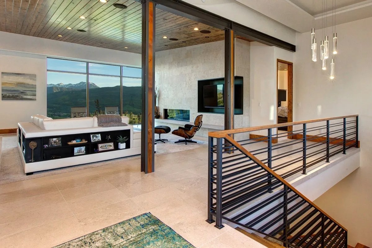 Modern home showcasing a stairs going