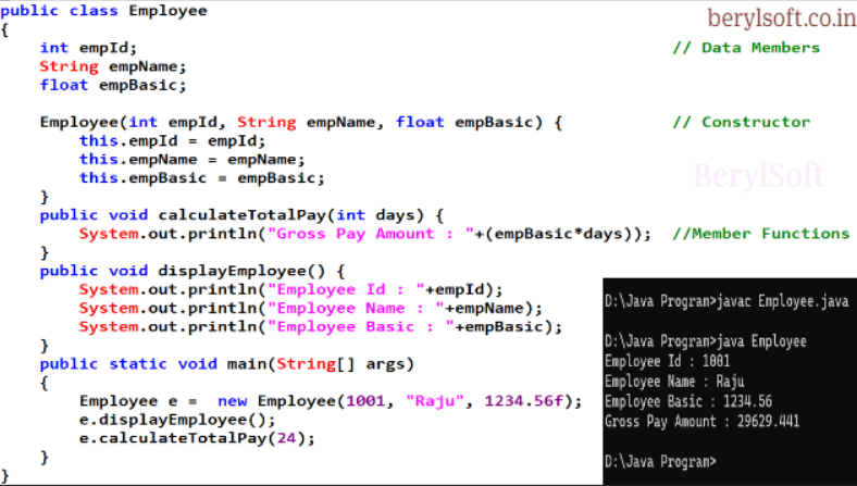 Java Class Example Program