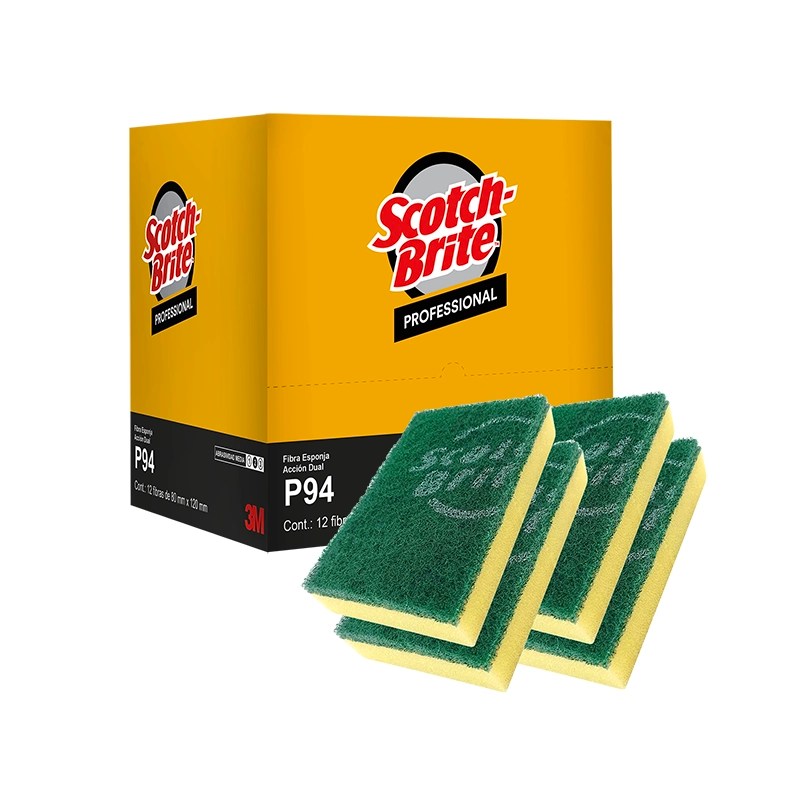 Fibra Scotch Verde con esponja con 12 pzas (P94)