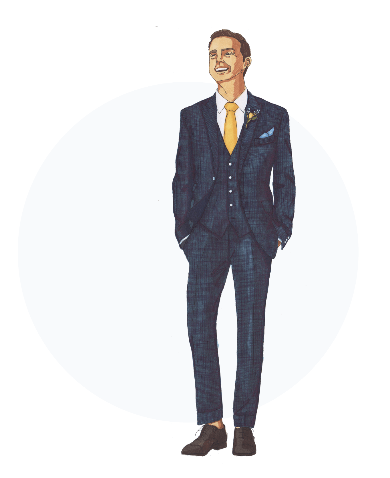 Illustration of man in dark navy suit