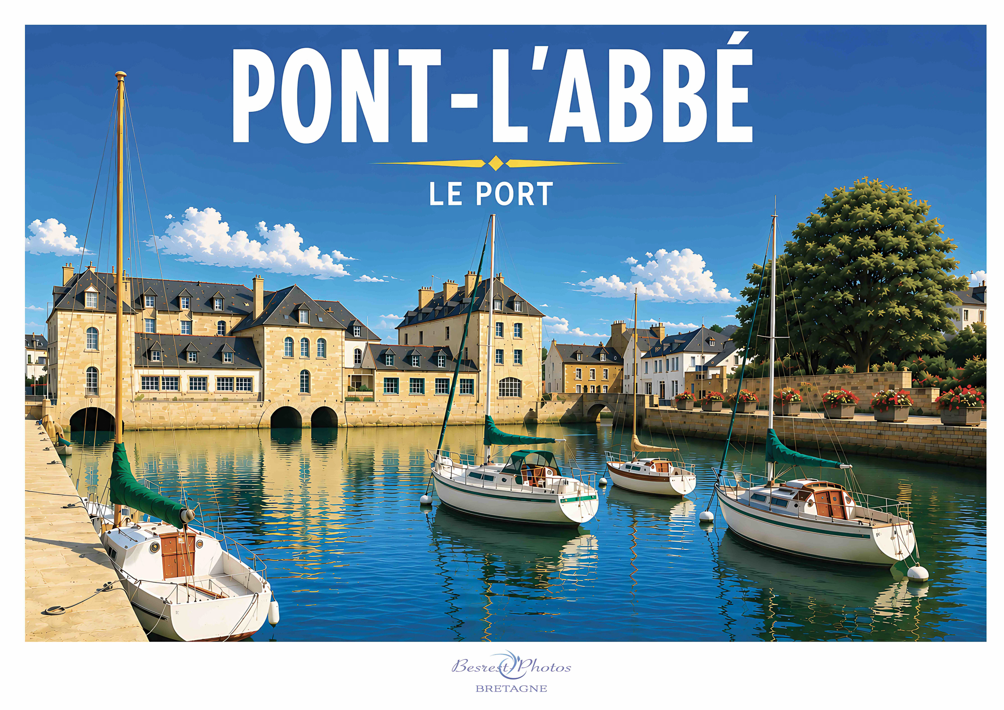 Affiche Pont-l'Abbé, Le Port — illustration Besrest Photos