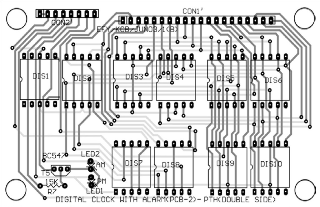 Digital Clock Circuit with Seconds and Alarm Time Display