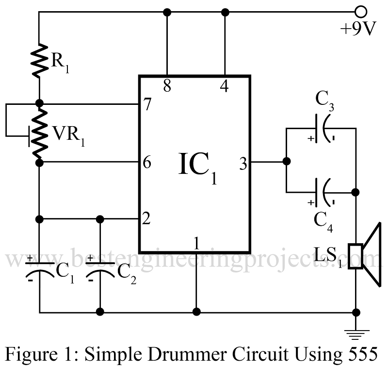 Simple Drummer Project Using Timer 555 Best Engineering Projects