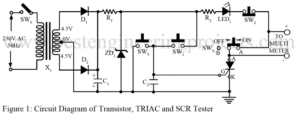 Transistor Triac And Scr Tester Circuit Engineering Projects