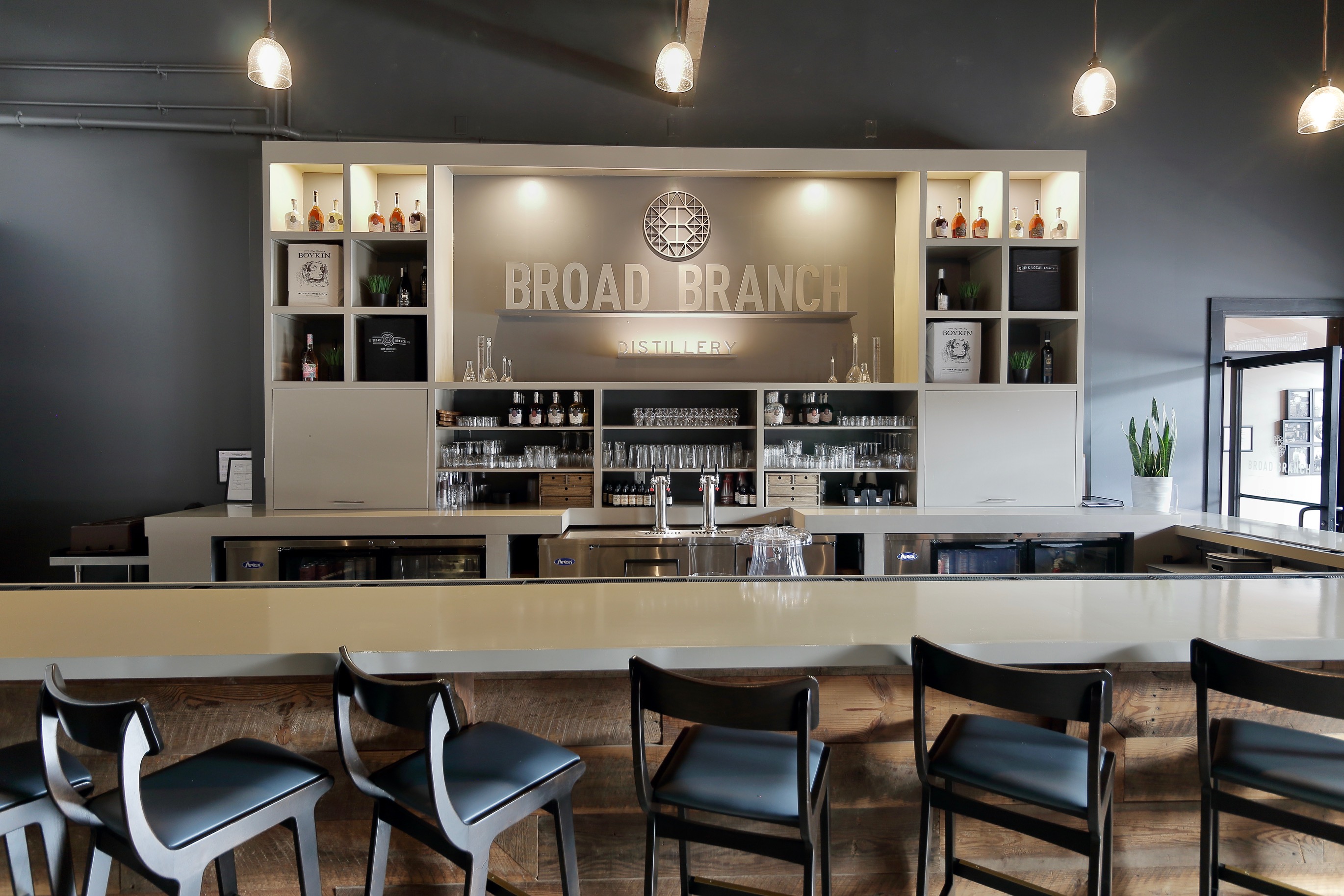 Broad Branch bar area with beautiful ceiling lighting