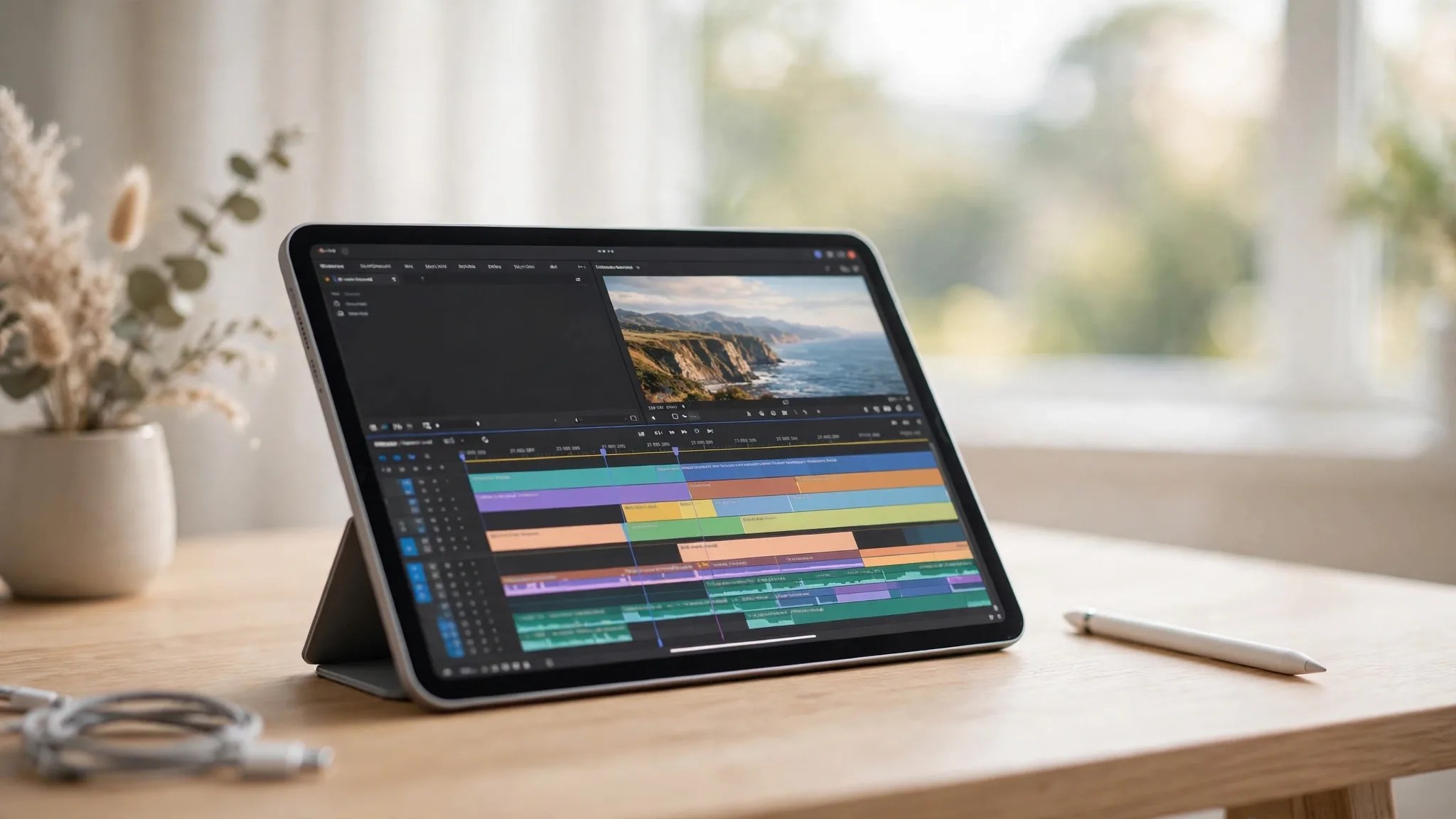 Best tablets for video editing in 2026 — video editing timeline on a premium tablet