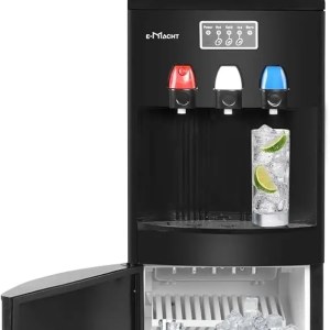 1 Water Dispenser with Built-in Ice Maker, Top Loading Water Cooler Dispenser for 3-5 Gallon Bottle with a Scoop, 3 Temps,