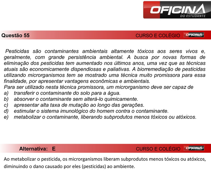 Enem 2012: corre&ccedil;&atilde;o da quest&atilde;o 55