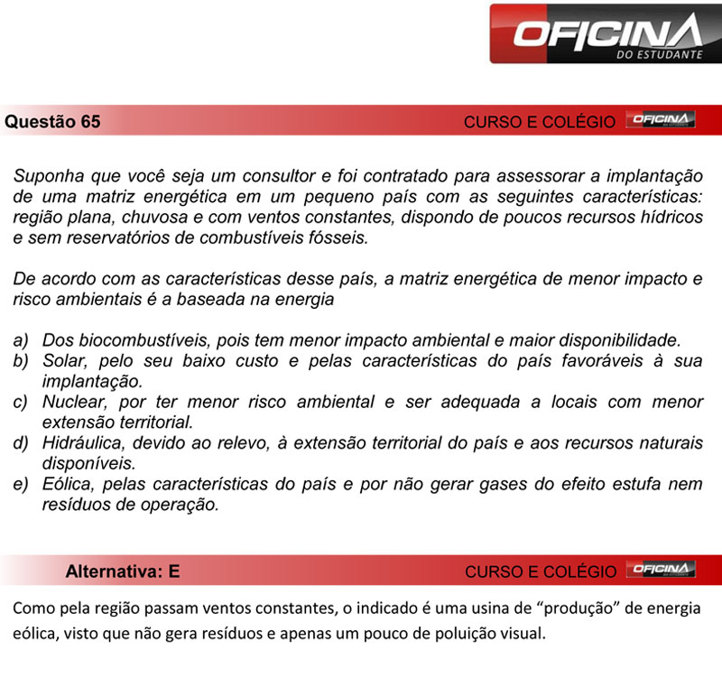Enem 2012: corre&ccedil;&atilde;o da quest&atilde;o 65