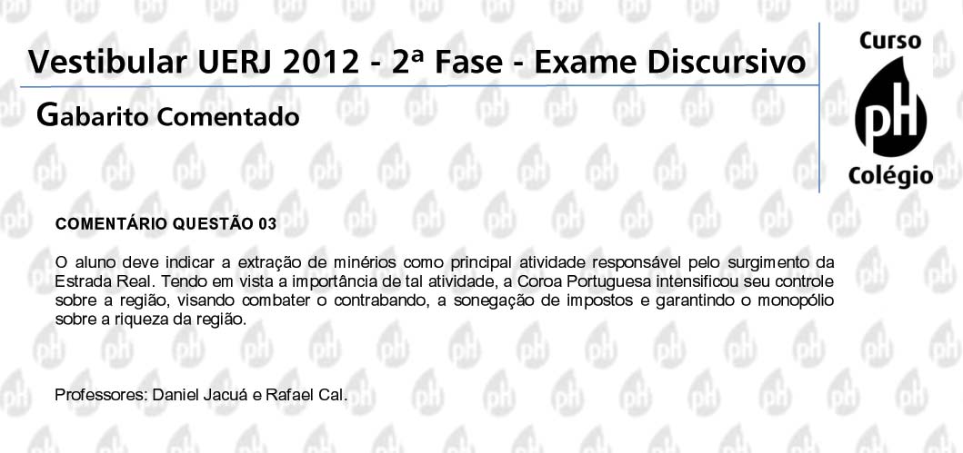 Uerj 2012 &ndash; Hist&oacute;ria (quest&atilde;o 3)