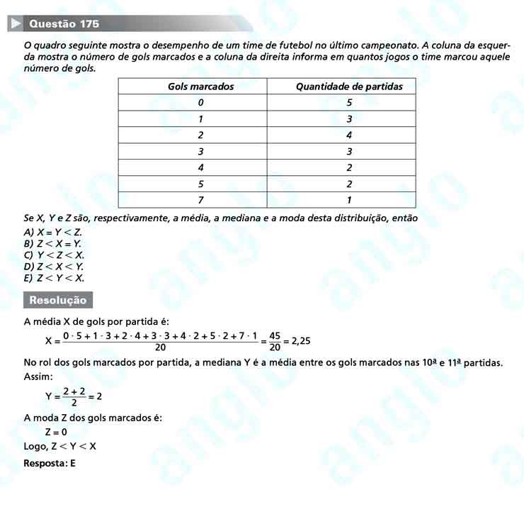 Enem 2010: Quest&atilde;o 175 &ndash; Matem&aacute;tica (prova amarela)