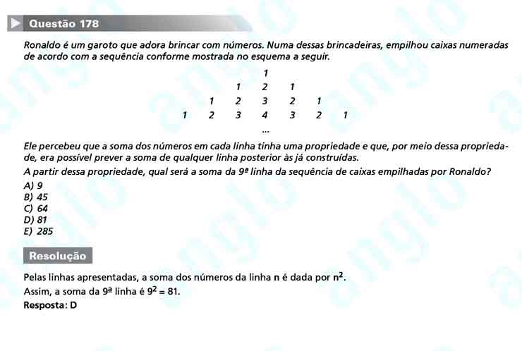 Enem 2010: Quest&atilde;o 178 &ndash; Matem&aacute;tica (prova amarela)