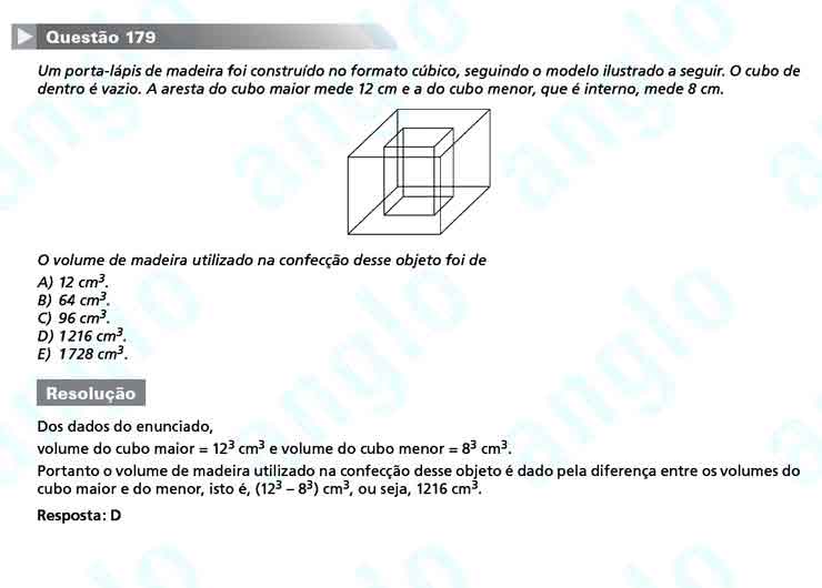 Enem 2010: Quest&atilde;o 179 &ndash; Matem&aacute;tica (prova amarela)