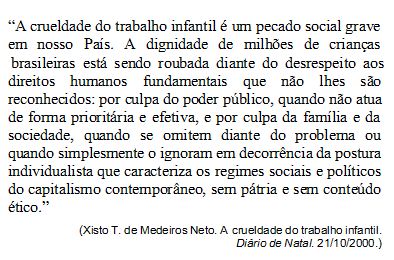 Nova proposta de reda&ccedil;&atilde;o: Trabalho Infantil