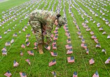 ROTC Flags-22- University of Tennessee at Chattanooga ROTC members place 2000 flags in front of Lane Funeral Home on Ashland Terrace, Wednesday, Sept. 7, 2022 in honor of 9/11.