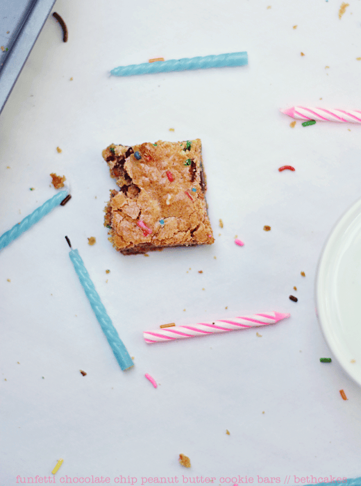 Funfetti Chocolate Chip Peanut Butter Cookie Bars