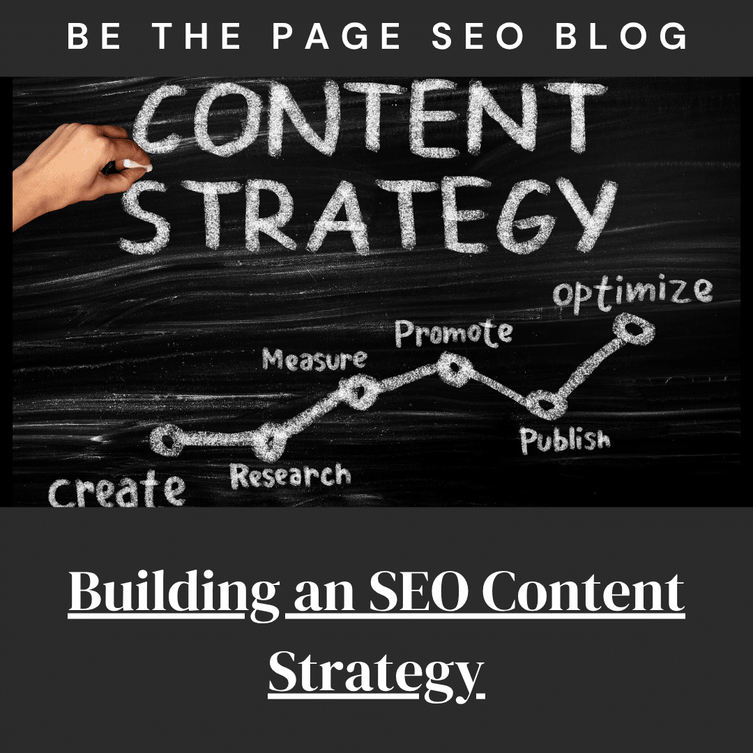 Be the Page SEO Blog Building an SEO Content Strategy with a line plot showing strategy check points.