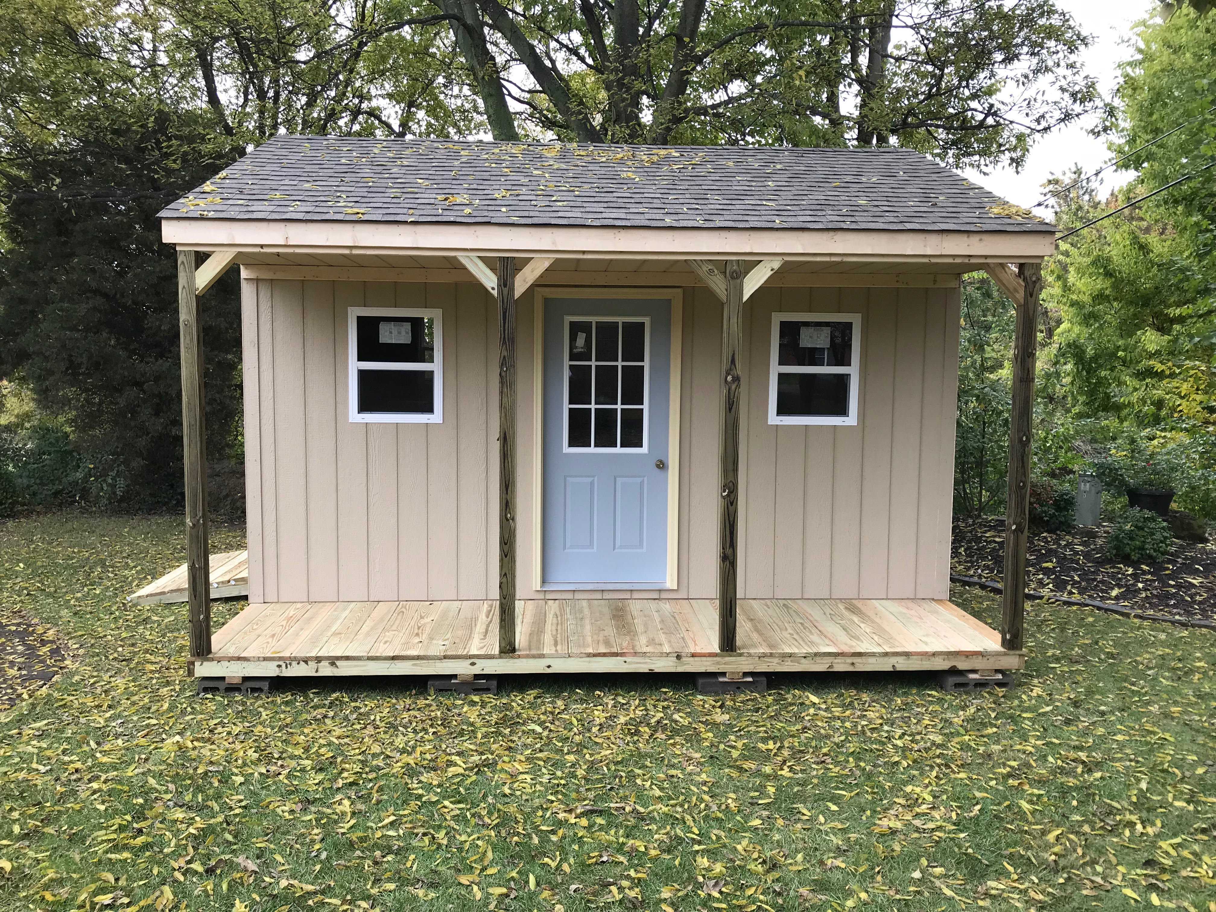 12x16x12 Barn House with 4x16 Porch incorporated into the rafters