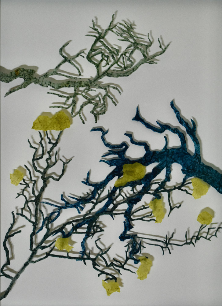 Hana-Serie, 2021, Scherenschnitt, Papier, Tusche, 77 x 57 cm