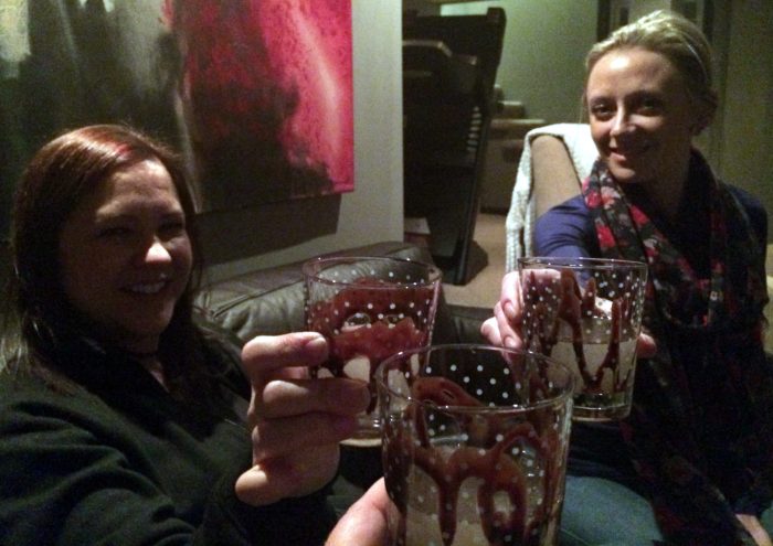 Cheers! Celebrating our night with a very strong, yet delicious, Death Eater cocktail. 