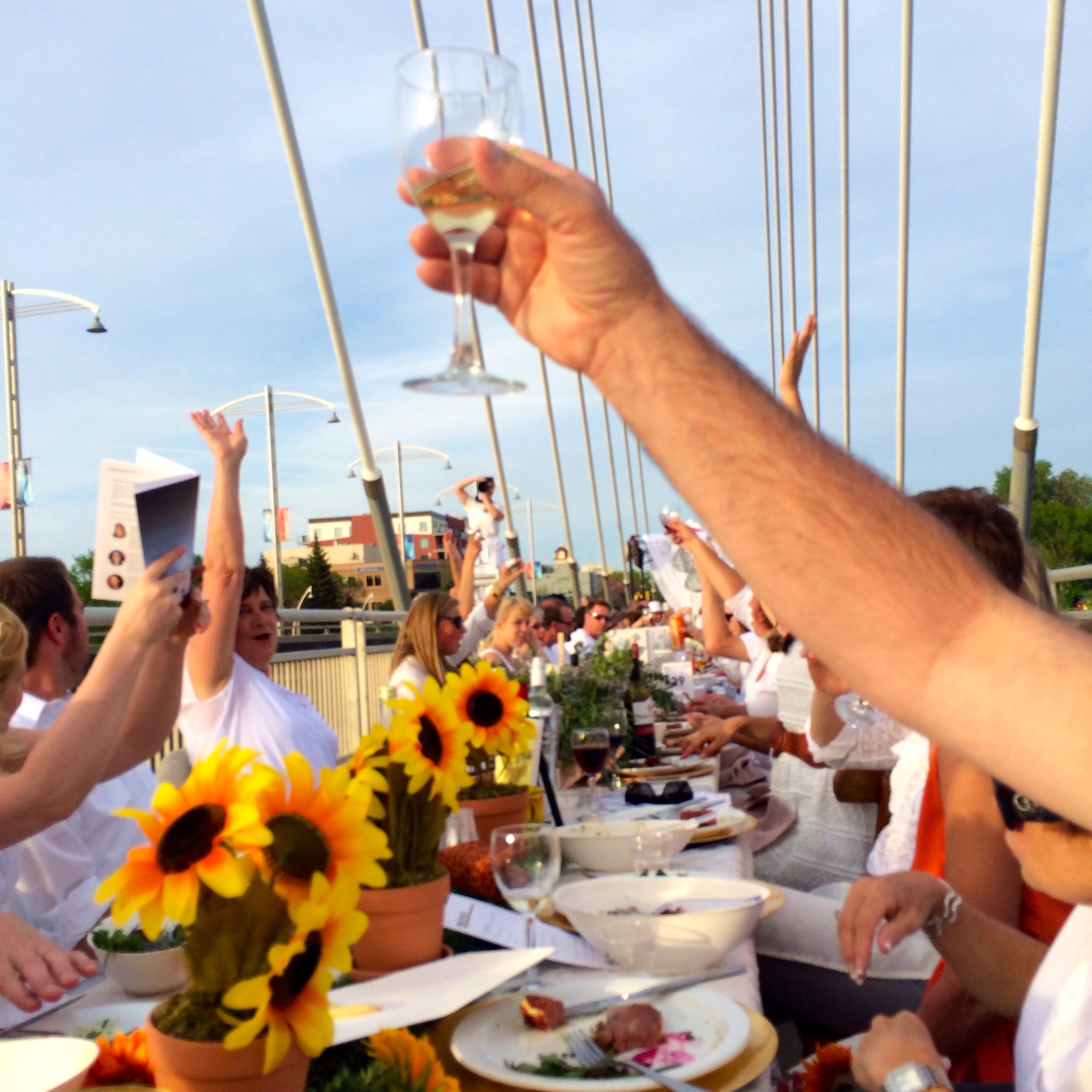 Doing the table wave... with wine.
