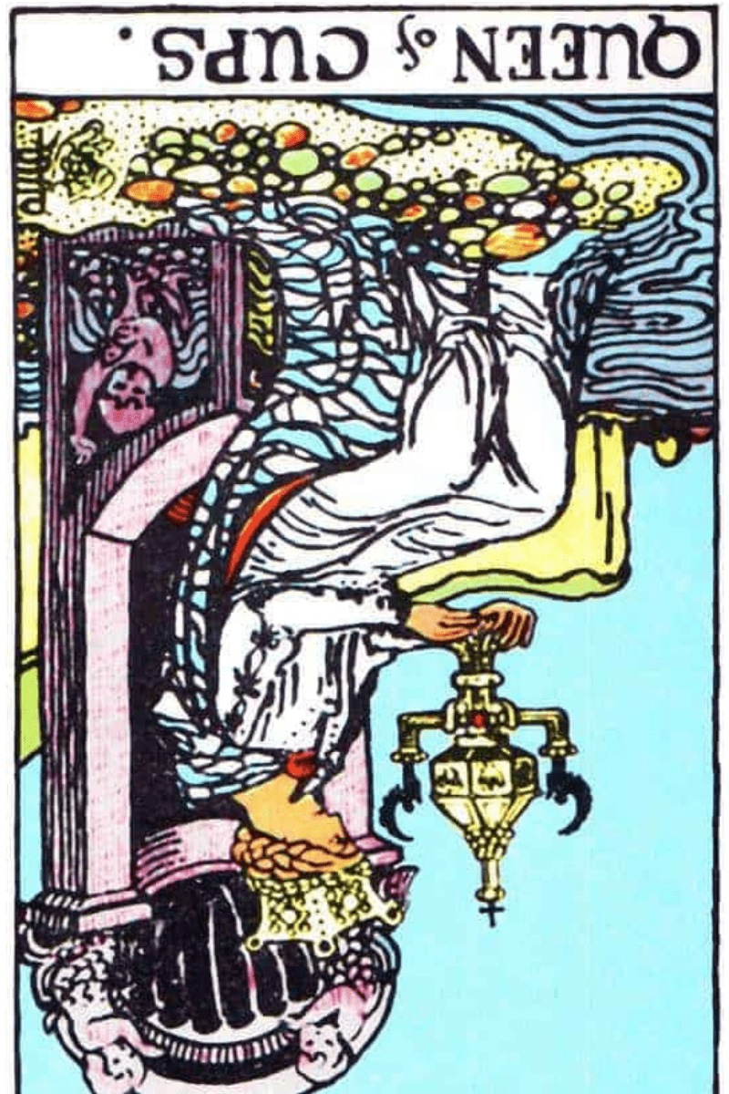 queen of cups reversed tarot card