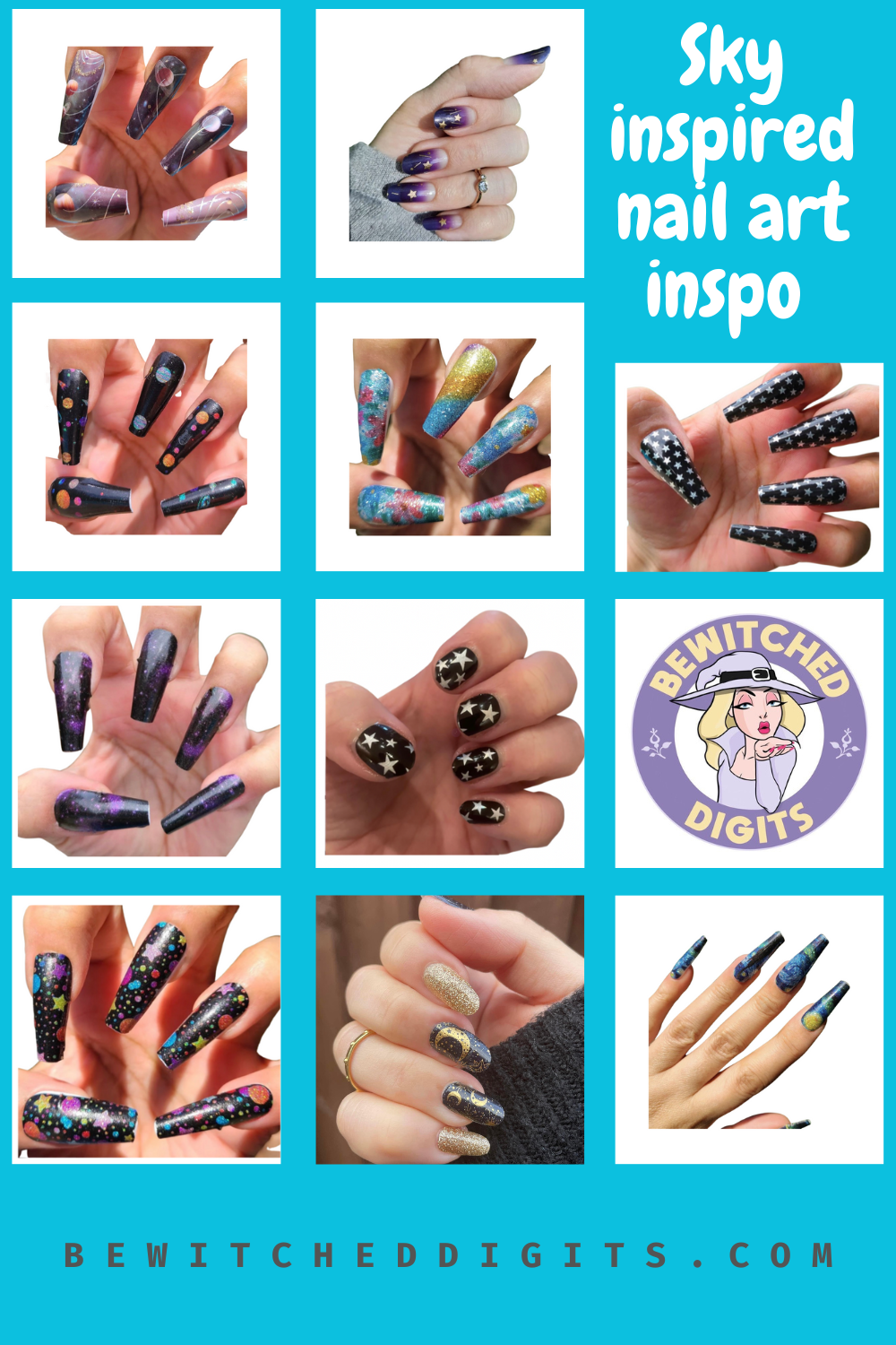 Sky inspired nail art